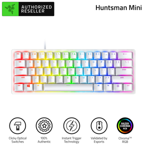 Razer Huntsman Mini Mechanical Keyboard Clicky Optical Switch 61 Keys Wired RGB Keyboard for PC Laptop Silver