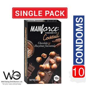 Manforce - Cocktail Condoms with Dotted-Rings Hazelnut & Chocolate Flavored- 10 Pieces