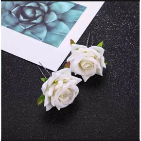 Artificial  white Rose velvet flower hair clip For girl and women -2 pcs