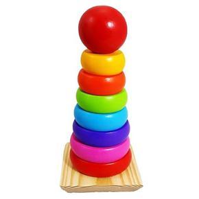 Wooden Ring Stacking Toy for Kids Best Gifts for Boy & Girl Toddler Toys Rainbow Tower Wooden Stacking Toy Rainbow Stacker for Baby and Toddlers