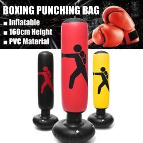 160cm PVC Inflatable Boxing Punching Bag Standing Home Gym Fitness Training Tool - Yellow