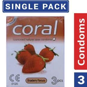 Coral - Strawberry Extra Performance Condom - Single Pack - 3x1=3pcs