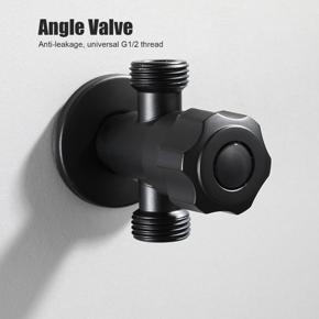3 Way Diverter G1/2 Household Angle Valve 1 Inlet 2 Outlets 304 Stainless Steel Black for Bathroom Kitchen