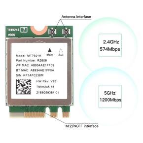 XHHDQES WiFi 6E WLAN M.2 2230 Network Card Dual Band 802.11Ax BT5.2 MT7921K for Support Windows 10/11 the Same As WiFi 6 AX200