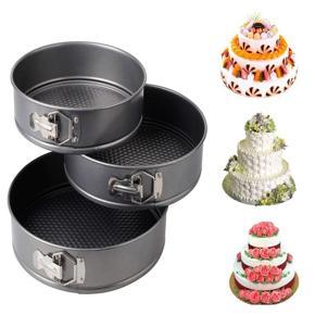 MaximHome Teflon Coated Round Shape Cake Mould Pan Set | Non-Stick, Removable, for Microwaves | 3 Pieces Set for Cake
