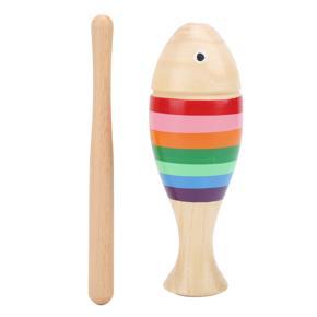 Wooden Percussion Instrument Maple Fish‑Shaped Children Playing Toys With Stick