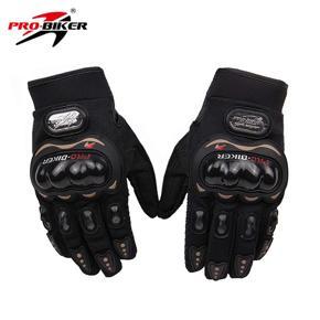 Pro bike full hand gloves with Screen tuch finger Pro-Bike Leather Motorcycle Full Gloves-Black