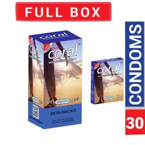 Coral - Super Dotted Lubricated Natural Latex Condom - Full Box - 3x10=30pcs