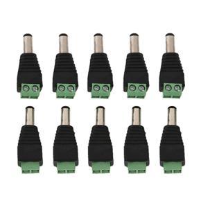 10pcs/pack Black & Green Male DC Power Connector Plug Adapters For CCTV System black and green