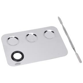 Cosmetic Plate, Makeup Mix Plate Wipe Clean Convenient Sanitary Individual Package Gift Stainless Steel Lightweight Portable for Stage Backstage