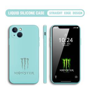 Hontinga for iPhone 13 Mini Case Fashion Monster Energy Silicone Square Edge Phone Cases Full Cover Camera Shockproof Protection Rubber Case