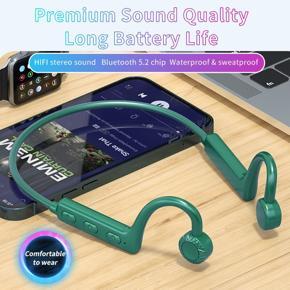 Wireless Bluetooth 5.1 Headphones Not-in-ear Ear Hook Business Driving Headset Hifi Stereo Waterproof Sweatproof Sport Music Earphones with Mic