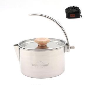 1.1L Stainless Steel Tea Pot Outdoor Camping Coffee Pot Cooking Pot Kettle with Foldable Handle for Camping Backpacking Hiking Picnic