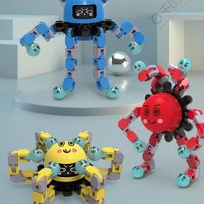 Octopus Robot Mechanical Gyro Decompression Glowing Fingertips Variety Gyro Rotate Changing Boy Toys Adult Antistress Toys Gifts