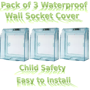 Pack of 3 Waterproof/Child Safety Wall Socket Cover