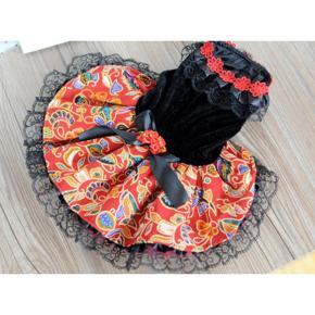 Folk Style Summer Dog Dress Skirt Puppy Wedding Dress Lace Pet Dog Skirt - XL