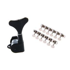 2 Pairs Black String Tuning Pegs Machine Heads & 2x 6R6L 12 String Acoustic Guitar Tuning Key Peg Tuner Machine Head