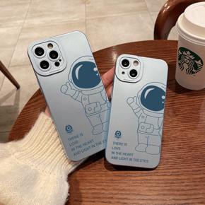 Hontinga for Redmi Note 11 / Note 11S Back Cover Frosted Plating Cute Astronaut Spaceship Covers Thin Soft Silicone Mobile Phone Case