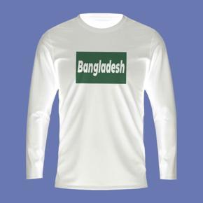 Bangladesh green White long Sleeve T-Shirt For Men