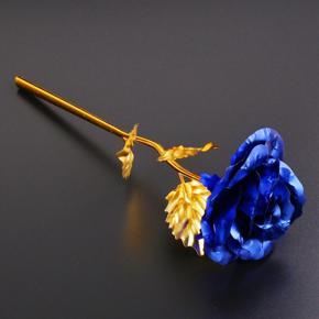 Golden-Color Foil Artificial Rose Flower Long Stem Valentine's Day Lovers Gift