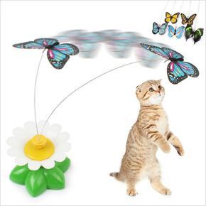 Funny Electric Flower Rotating Butterfly Teaser Cat Kitten Pet Play Toy Gift