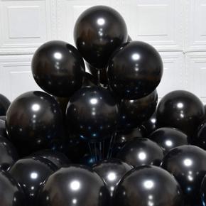 Black Party Balloons 12 Inch 10pcs Metallic Chrome Glossy Birthday Balloons For - Party Decoration