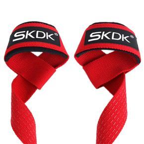 Skdk 2Pcs/Pair Gym Fitness Weightlifting Hand Grips Band Dumbbell Training Wrist Support Ribbon Straps For Barbell Pull Up-Red