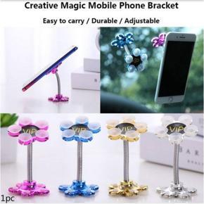 360 degree Rotatable Metal Flower Magic Suctionable Cup Mobile Phone Holder Car Stand