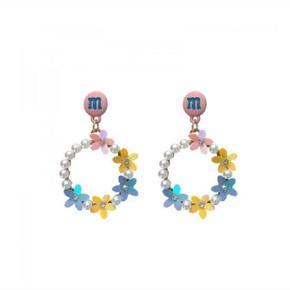 Flower pearl earrings Ring earrings Letter earrings for women