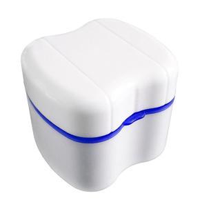 Denture Box with Specially Designed Holder for Rinse Basket, Great for Dental Care, Easy to Open, Store and Retrieve(Dark Blue)