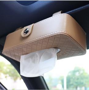 Rectangle Sun Visor- Back Seat Leather Type Car Tissue Box - Tissue Holder