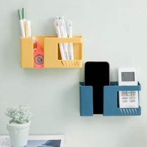 Mobile Phone Charging Rack Wall-mounted Storage Box Punch-free Organizer Shelf Remote Control Pen Stationery Holder Accessories