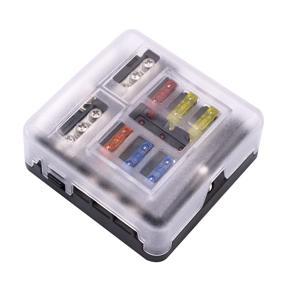 Fuse Box with Negative Bus, Blade Fuses Holder Block 6 Way with LED Indicator for Boat Van Car Truck