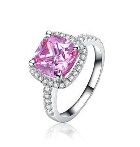 Cushion Cut Pink Synthetic Engagement Ring (Adjustable))