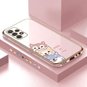 Hontinga for Samsung Galaxy A52 4G / A52 5G / A52S 5G Back Cover Luxury 6D Plating Cute Cartoon Printing Side Pattern Case Soft Silicone Square Phone Cases