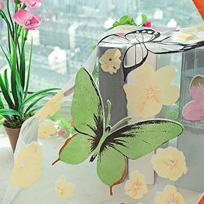 Butterfly Print Sheer Window Panel Curtains for Home Living Room Bedroom