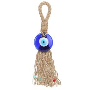 Himeng La Blue Evil Eye Pendant Plaited Twine Tassel Round Turkey Personality Ornament Outdoor Office Home Decoration