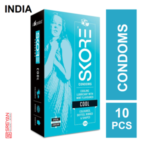 Skore Cool Mint Dotted & Ribbed Condoms - 10's Pack