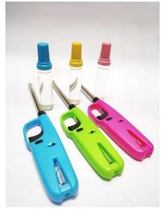 Multicolor Plastic Stainless Steel Gas Lighter With Gas Refill Bottle