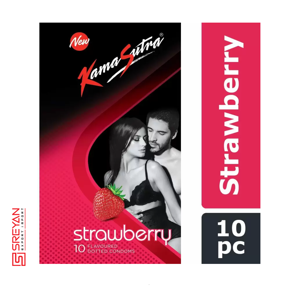 Kamasutra Strawberry Flavoured - Dotted Condoms - 10's Pack