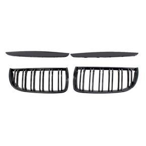 2Pcs Gloss Black Front Bumper Hood Kidney Grille Racing Grille Replacement for BMW E90 4 Door 2005-2008