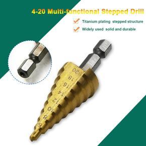 DASI Titanium Plated Hexagonal shank Step Drill twist Drill Bit High Speed Steel Hole Cutter Wood Metal Drill Bit HSS Power Tool