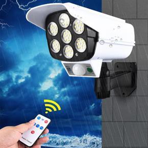 Solar Wall Lamp Simulation Outdoor CCTV Camera LIGHT 77 LED with Motion Sensor Detection Light Human Body Induction Light