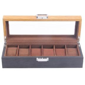 Retro Wooden Watch Display Case, Glass Topped Wooden Watch Display Case Watch Organizerr,Jewelry Storage Case,6 Slots