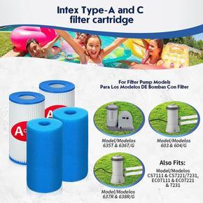 ARELENE 12 Pack Type A/C SPA Filter Swimming Pool Filter&Washable Pool Filter Sponge Cartridge,for Intex A/C Pool Pump Filter