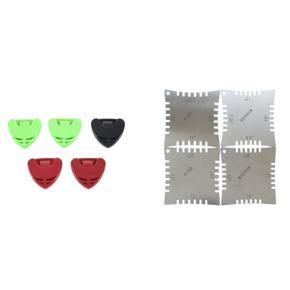 5Pcs Plastic Guitar Pick Holder Case with 4Pcs Guitar Notched Radius Gauges for Measuring Fingerboard Radius