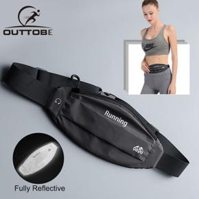 Outtobe Sports Running Belts Waist Bags Outdoor Waterproof Night Full Reflective Bag Zipper Waist Packs Fitness Chest Bags Running Pouch Adjustable Buckle with Headphone Plug for Running Jogging