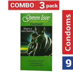 GreenLove - Luxury Dotted Condom - Combo Pack - 3 Packs - 3x3=9pcs