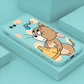 Hontinga for OPPO A12 Case Side Design Cute Cartoon Mouse Back Cover Soft Square Edge Pattern Liquid Silicone Trend Phone Cases