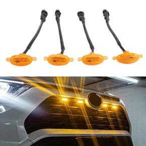 [ Plug & PLAY ] Car LED Front Grille Smoked Amber Light Daytime Running Lights Lamp for Universal Pickup SUV Truck Sedan